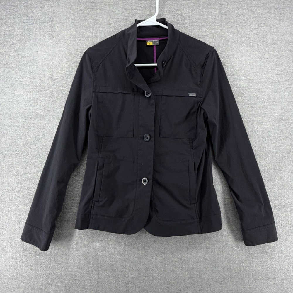 Eddie Bauer Travex Jacket Women Size 6 Black Nylon Pockets Outdoor Hiking